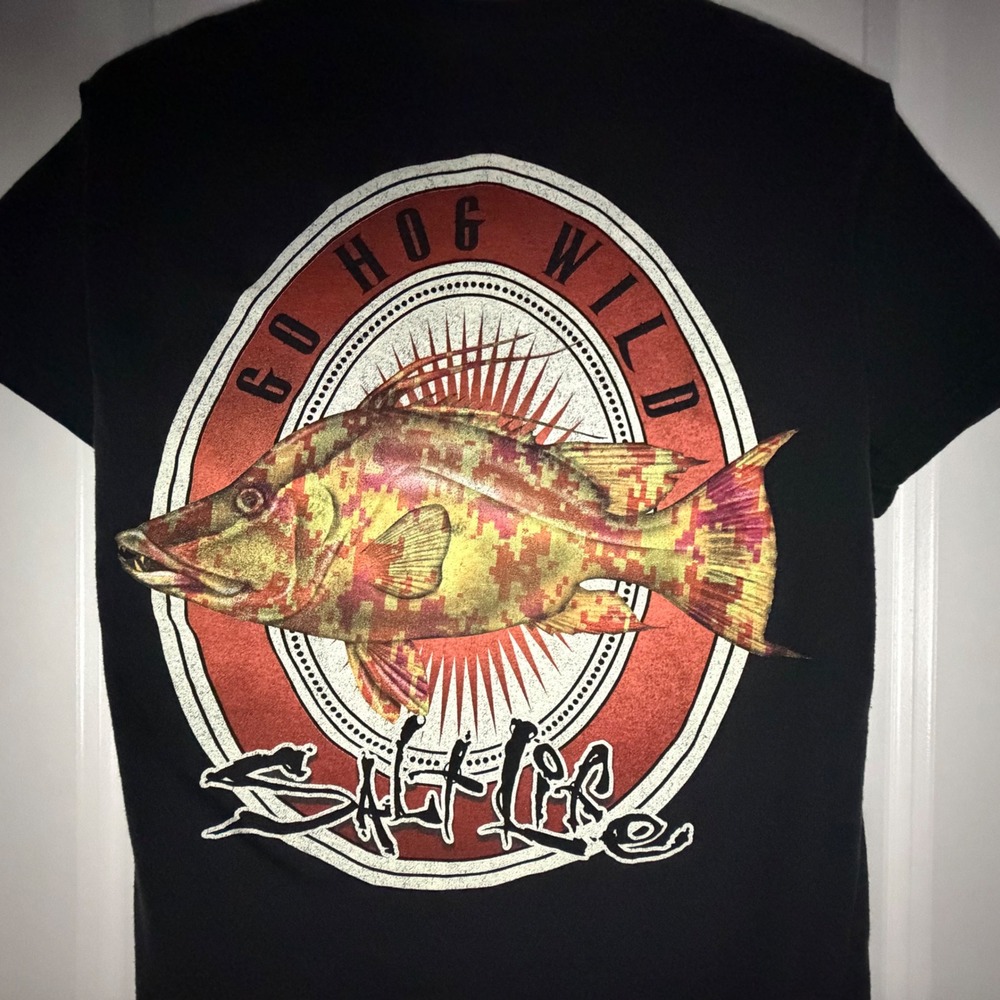 Salt Life Hogfish Digital Camo Graphic Pocket Black T-Shirt Sz Mens Small